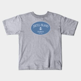 Jekyll Island Georgia Sea Islands Anchor Coastal Blue Kids T-Shirt